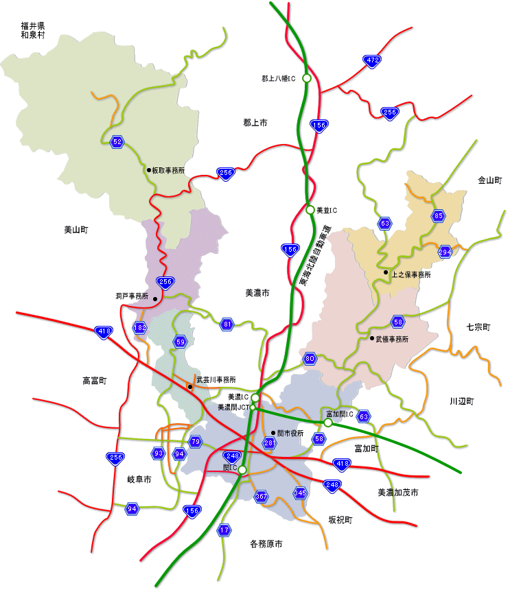 関市全域の地図