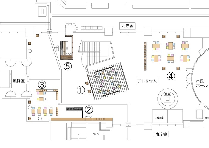 関市役所アトリウム平面図