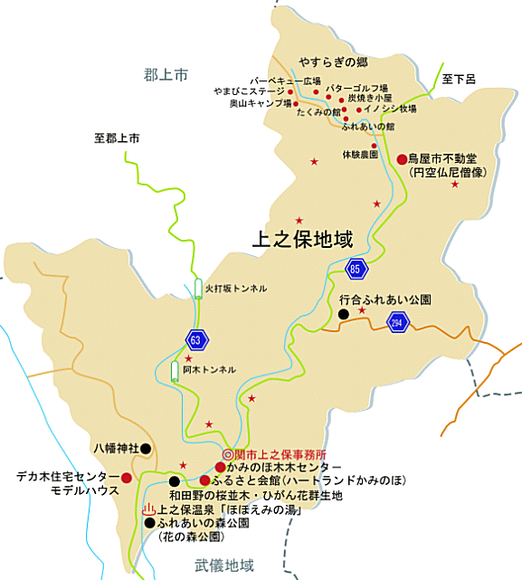 上之保地域の地図