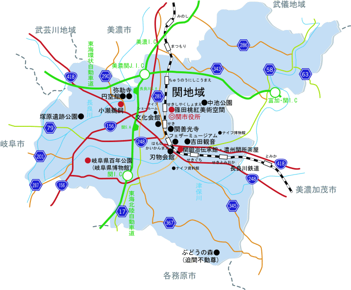 関地域の地図